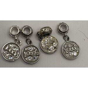 Scentsy 1000 Milestone Charm Beads Lot of 4 Silver Tone Rhinestone